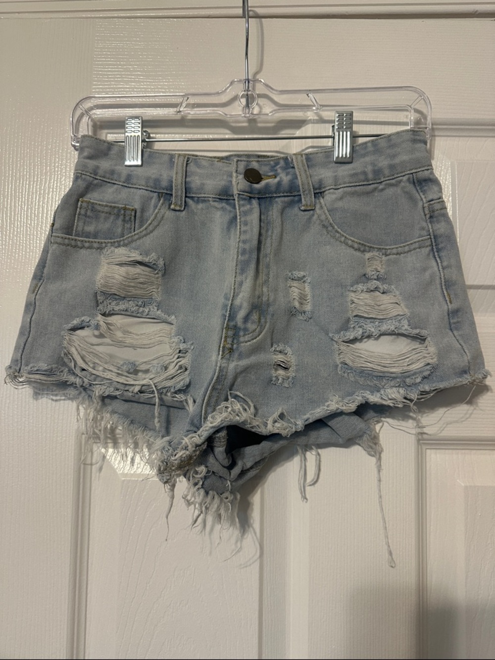SHEIN Light Wash Distressed Denim Cutoff Shorts